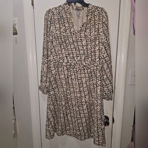 H&M Printed Shift Dress Long Sleeve Sz 12